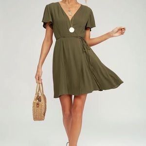 Lulus Harbor Point Green Wrap Dress